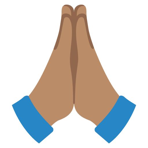 Google design of the folded hands: medium skin tone emoji verson:Noto Color Emoji 15.0