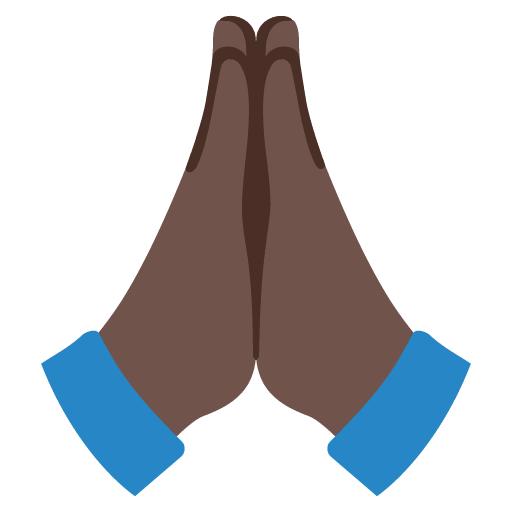 Google design of the folded hands: dark skin tone emoji verson:Noto Color Emoji 15.0