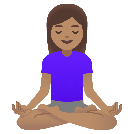 Google design of the woman in lotus position: medium skin tone emoji verson:Noto Color Emoji 15.0