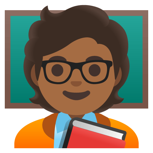 Google design of the teacher: medium-dark skin tone emoji verson:Noto Color Emoji 15.0