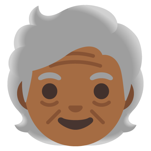 Google design of the older person: medium-dark skin tone emoji verson:Noto Color Emoji 15.0