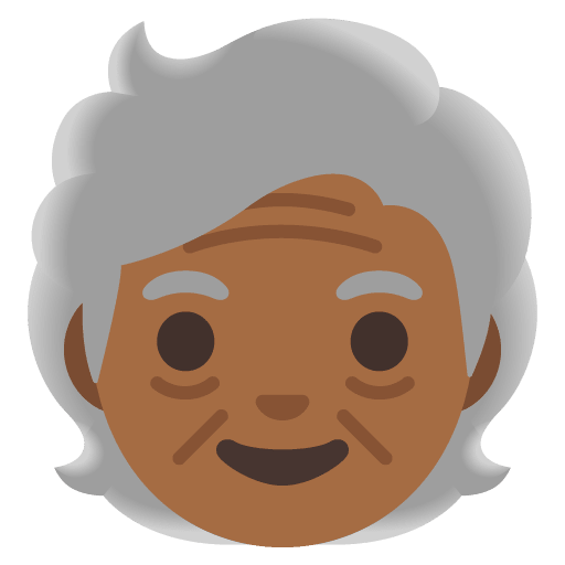 Google design of the older person: medium-dark skin tone emoji verson:Noto Color Emoji 15.0
