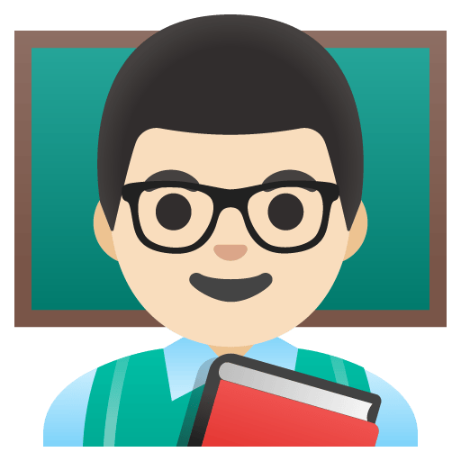 Google design of the man teacher: light skin tone emoji verson:Noto Color Emoji 15.0