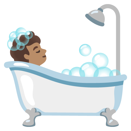 Google design of the person taking bath: medium skin tone emoji verson:Noto Color Emoji 15.0