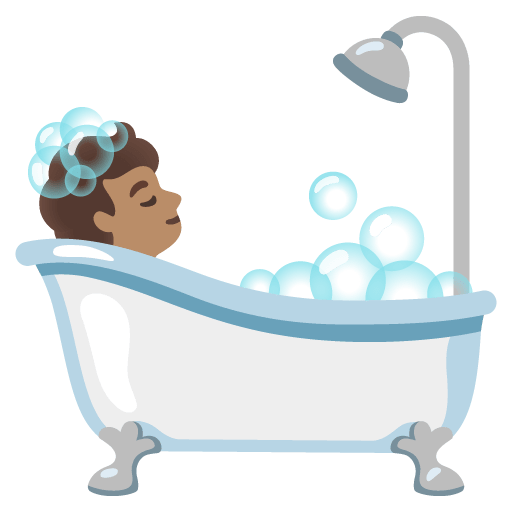 Google design of the person taking bath: medium skin tone emoji verson:Noto Color Emoji 15.0