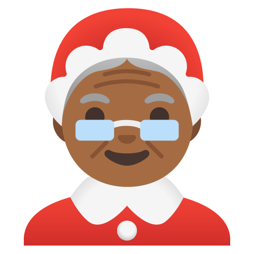 Google design of the Mrs. Claus: medium-dark skin tone emoji verson:Noto Color Emoji 15.0