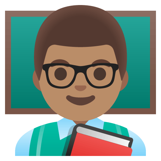 Google design of the man teacher: medium skin tone emoji verson:Noto Color Emoji 15.0
