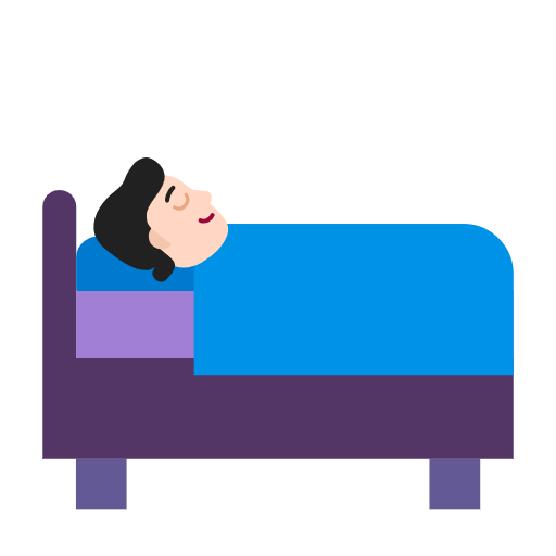 Microsoft design of the person in bed: light skin tone emoji verson:Windows-11-23H2