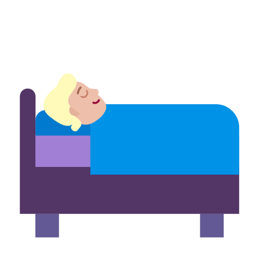 Microsoft design of the person in bed: medium-light skin tone emoji verson:Windows-11-23H2
