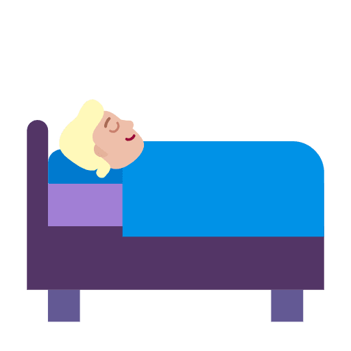 Microsoft design of the person in bed: medium-light skin tone emoji verson:Windows-11-23H2