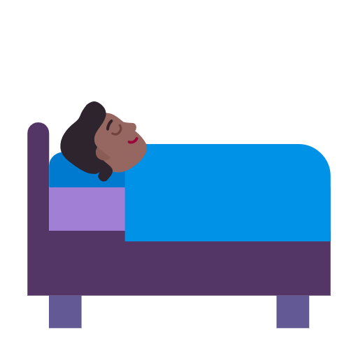 Microsoft design of the person in bed: medium-dark skin tone emoji verson:Windows-11-23H2