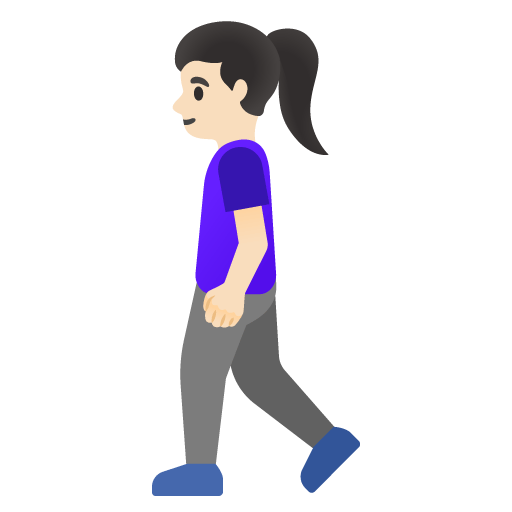 Google design of the woman walking: light skin tone emoji verson:Noto Color Emoji 15.0