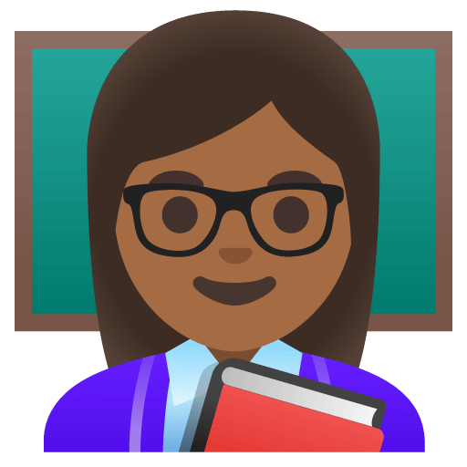 Google design of the woman teacher: medium-dark skin tone emoji verson:Noto Color Emoji 15.0