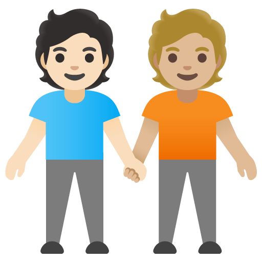 Google design of the people holding hands: light skin tone medium-light skin tone emoji verson:Noto Color Emoji 15.0