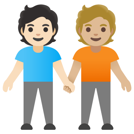 Google design of the people holding hands: light skin tone medium-light skin tone emoji verson:Noto Color Emoji 15.0