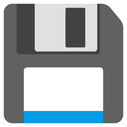 Google design of the floppy disk emoji verson:Noto Color Emoji 15.0