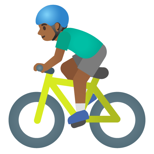 Google design of the man biking: medium-dark skin tone emoji verson:Noto Color Emoji 15.0