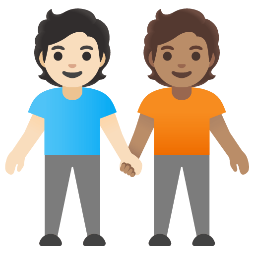 Google design of the people holding hands: light skin tone medium skin tone emoji verson:Noto Color Emoji 15.0