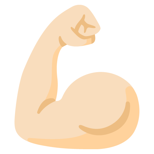 Google design of the flexed biceps: light skin tone emoji verson:Noto Color Emoji 15.0