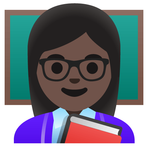 Google design of the woman teacher: dark skin tone emoji verson:Noto Color Emoji 15.0