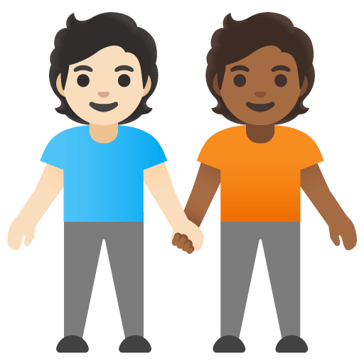 Google design of the people holding hands: light skin tone medium-dark skin tone emoji verson:Noto Color Emoji 15.0