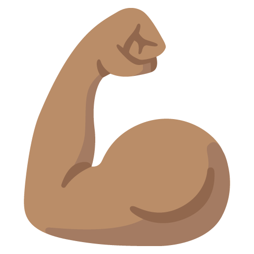 Google design of the flexed biceps: medium skin tone emoji verson:Noto Color Emoji 15.0