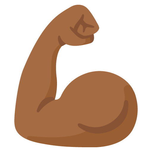 Google design of the flexed biceps: medium-dark skin tone emoji verson:Noto Color Emoji 15.0