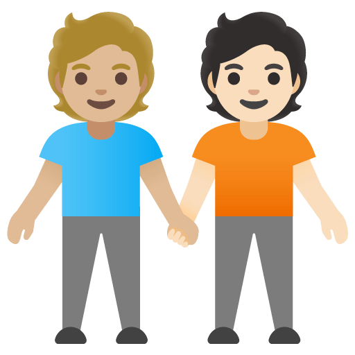 Google design of the people holding hands: medium-light skin tone light skin tone emoji verson:Noto Color Emoji 15.0