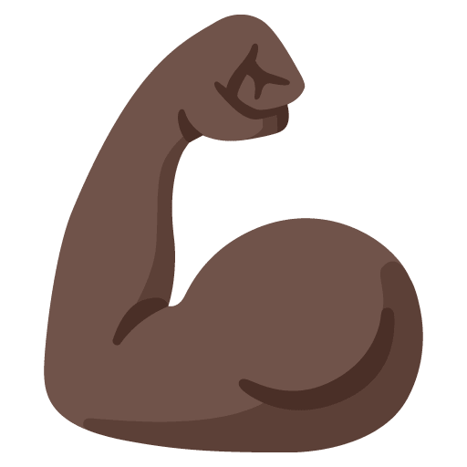 Google design of the flexed biceps: dark skin tone emoji verson:Noto Color Emoji 15.0
