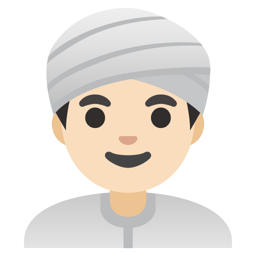 Google design of the man wearing turban: light skin tone emoji verson:Noto Color Emoji 15.0