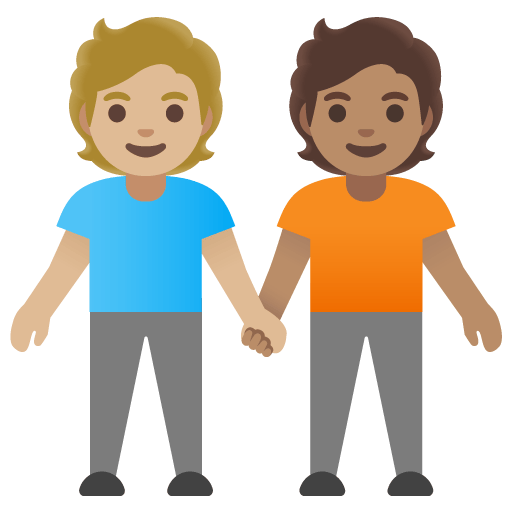 Google design of the people holding hands: medium-light skin tone medium skin tone emoji verson:Noto Color Emoji 15.0