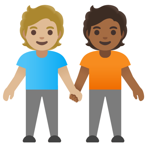 Google design of the people holding hands: medium-light skin tone medium-dark skin tone emoji verson:Noto Color Emoji 15.0