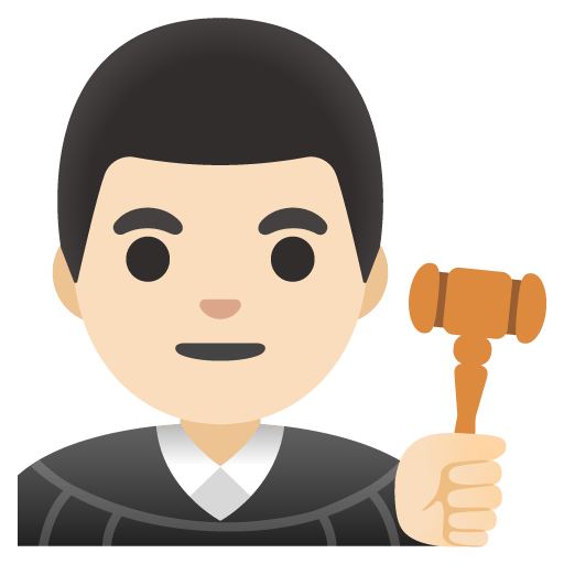 Google design of the man judge: light skin tone emoji verson:Noto Color Emoji 15.0
