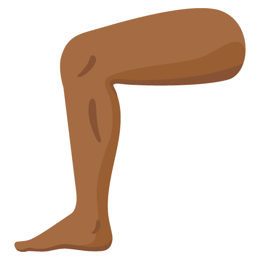 Google design of the leg: medium-dark skin tone emoji verson:Noto Color Emoji 15.0
