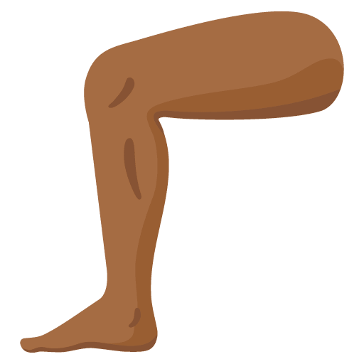 Google design of the leg: medium-dark skin tone emoji verson:Noto Color Emoji 15.0