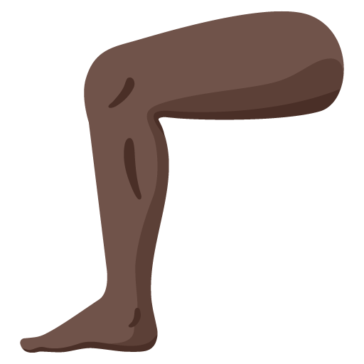 Google design of the leg: dark skin tone emoji verson:Noto Color Emoji 15.0