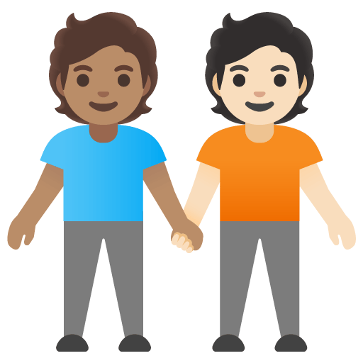 Google design of the people holding hands: medium skin tone light skin tone emoji verson:Noto Color Emoji 15.0