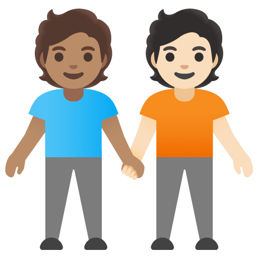 Google design of the people holding hands: medium skin tone light skin tone emoji verson:Noto Color Emoji 15.0