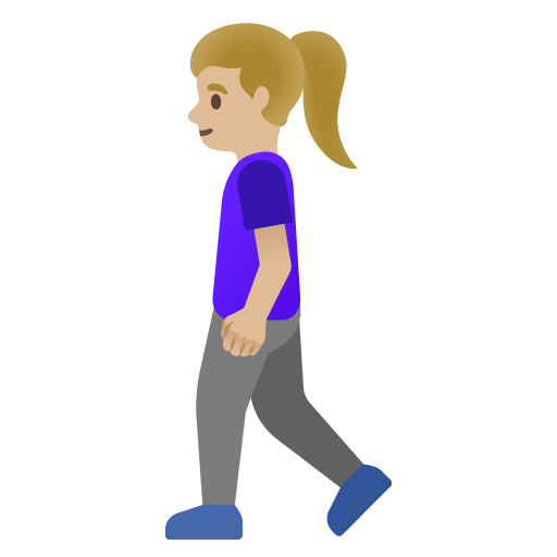 Google design of the woman walking: medium-light skin tone emoji verson:Noto Color Emoji 15.0