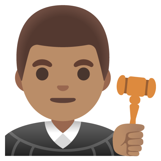 Google design of the man judge: medium skin tone emoji verson:Noto Color Emoji 15.0