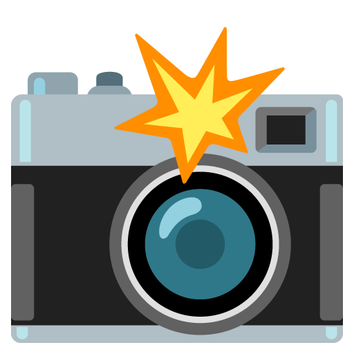 Google design of the camera with flash emoji verson:Noto Color Emoji 15.0