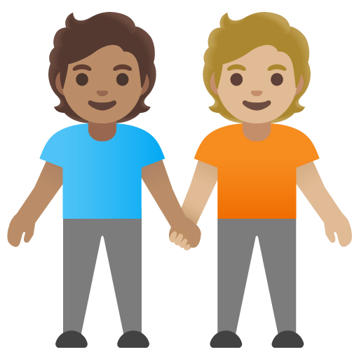 Google design of the people holding hands: medium skin tone medium-light skin tone emoji verson:Noto Color Emoji 15.0