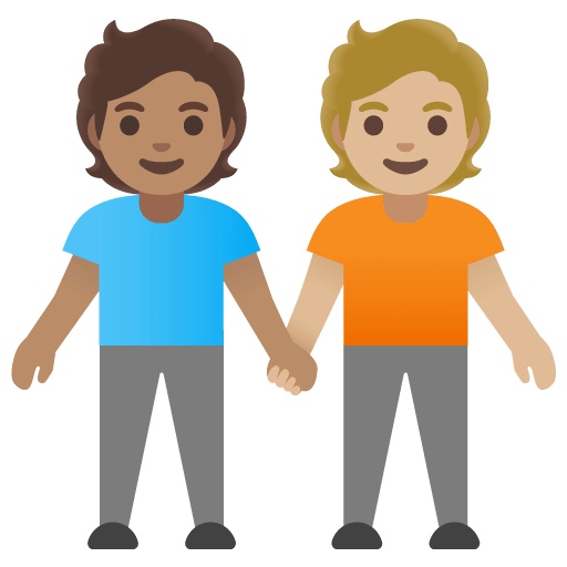 Google design of the people holding hands: medium skin tone medium-light skin tone emoji verson:Noto Color Emoji 15.0