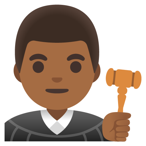 Google design of the man judge: medium-dark skin tone emoji verson:Noto Color Emoji 15.0