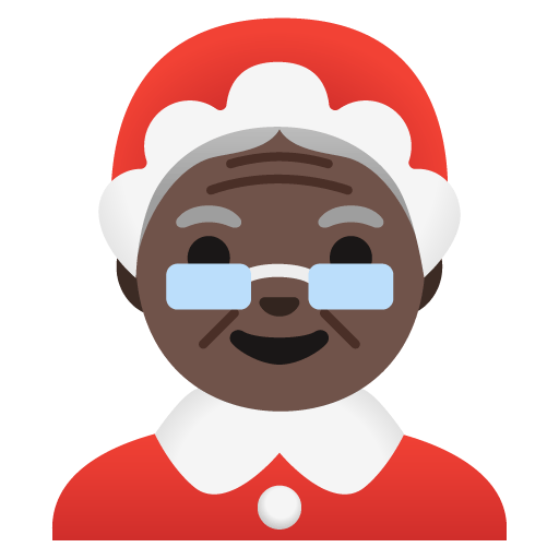 Google design of the Mrs. Claus: dark skin tone emoji verson:Noto Color Emoji 15.0