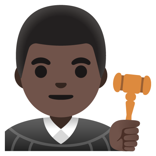 Google design of the man judge: dark skin tone emoji verson:Noto Color Emoji 15.0