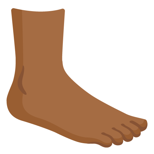 Google design of the foot: medium-dark skin tone emoji verson:Noto Color Emoji 15.0