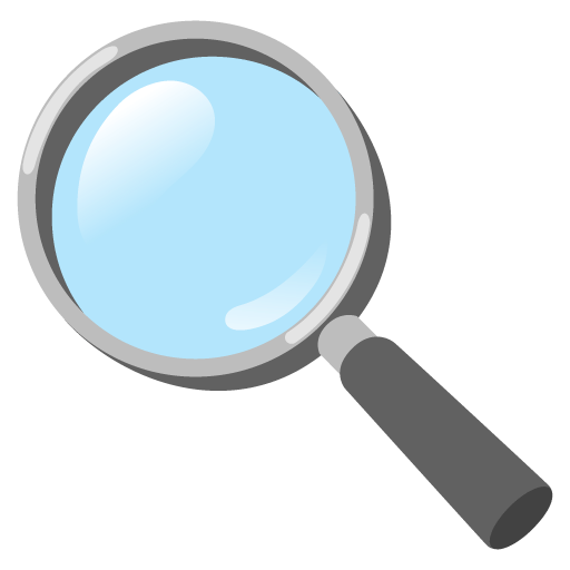 Google design of the magnifying glass tilted left emoji verson:Noto Color Emoji 15.0