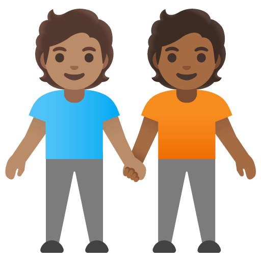 Google design of the people holding hands: medium skin tone medium-dark skin tone emoji verson:Noto Color Emoji 15.0