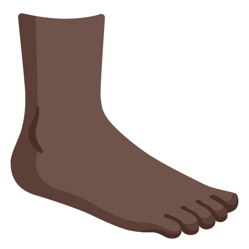 Google design of the foot: dark skin tone emoji verson:Noto Color Emoji 15.0